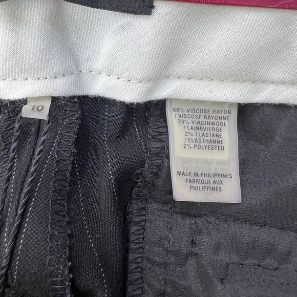 Elie Tahari Women's Pinstripe Wide Leg Trouser Pants Black White 10 NWT $248 - Picture 4 of 6